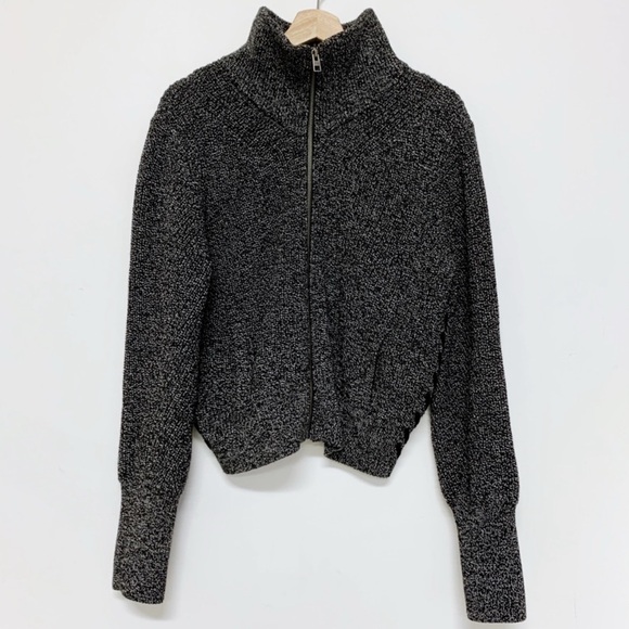 Athleta Medium Swissvale Bomber Charcoal Zip-Up Sweater Jacket - Picture 1 of 12